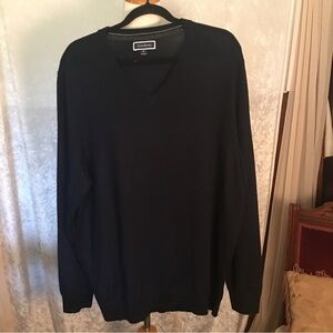 Club Room Mens Sweater Navy Blue  V-Neck merino wool blend XL
